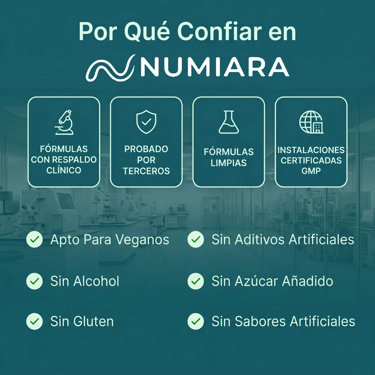 Por qué confiar en Numiara: fórmulas con respaldo clínico e instalaciones GMP
