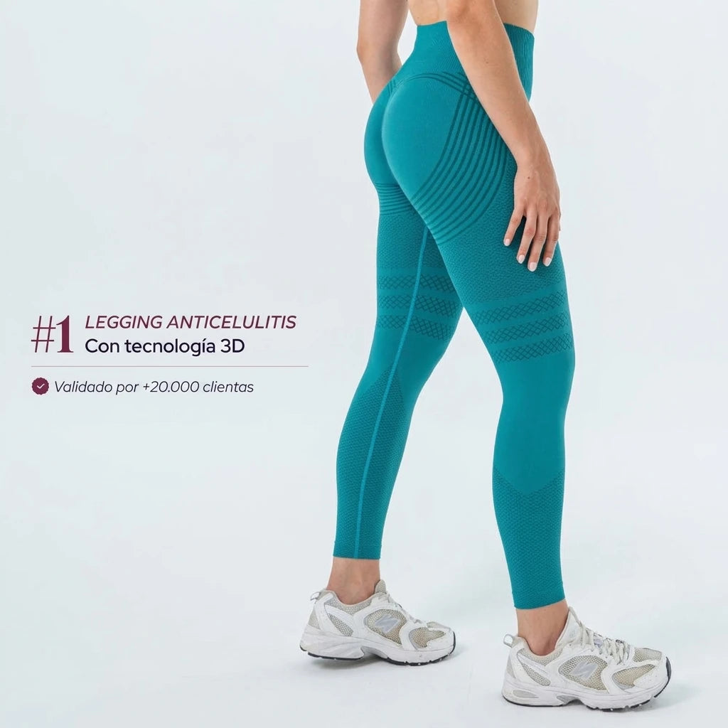 Legging 3D anticelulitis Numiara verde pavo real