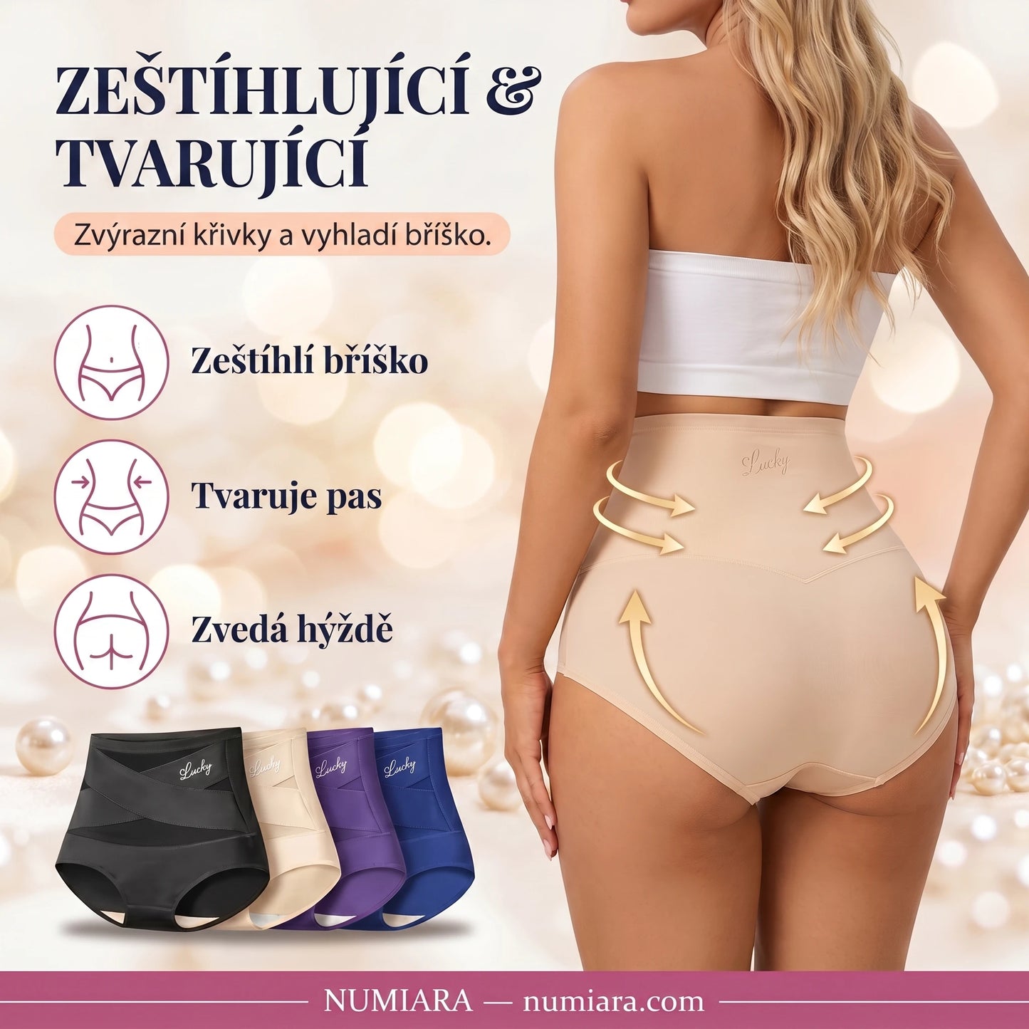 Zeštíhlující a tvarující – zvedá hýždě a tvaruje pas